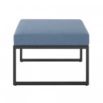 Trinidad Outdoor Modern Modular Patio Ottoman with Cushion - Blue