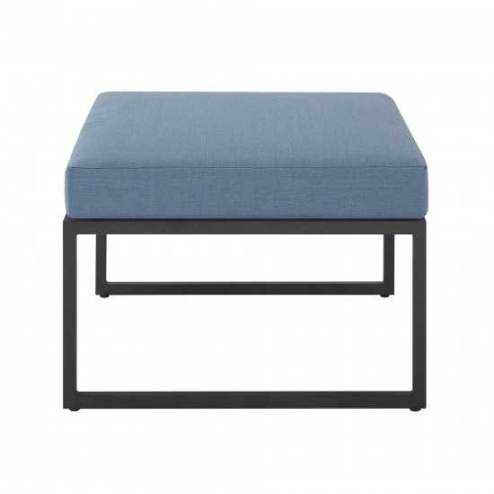 Trinidad Outdoor Modern Modular Patio Ottoman with Cushion - Blue