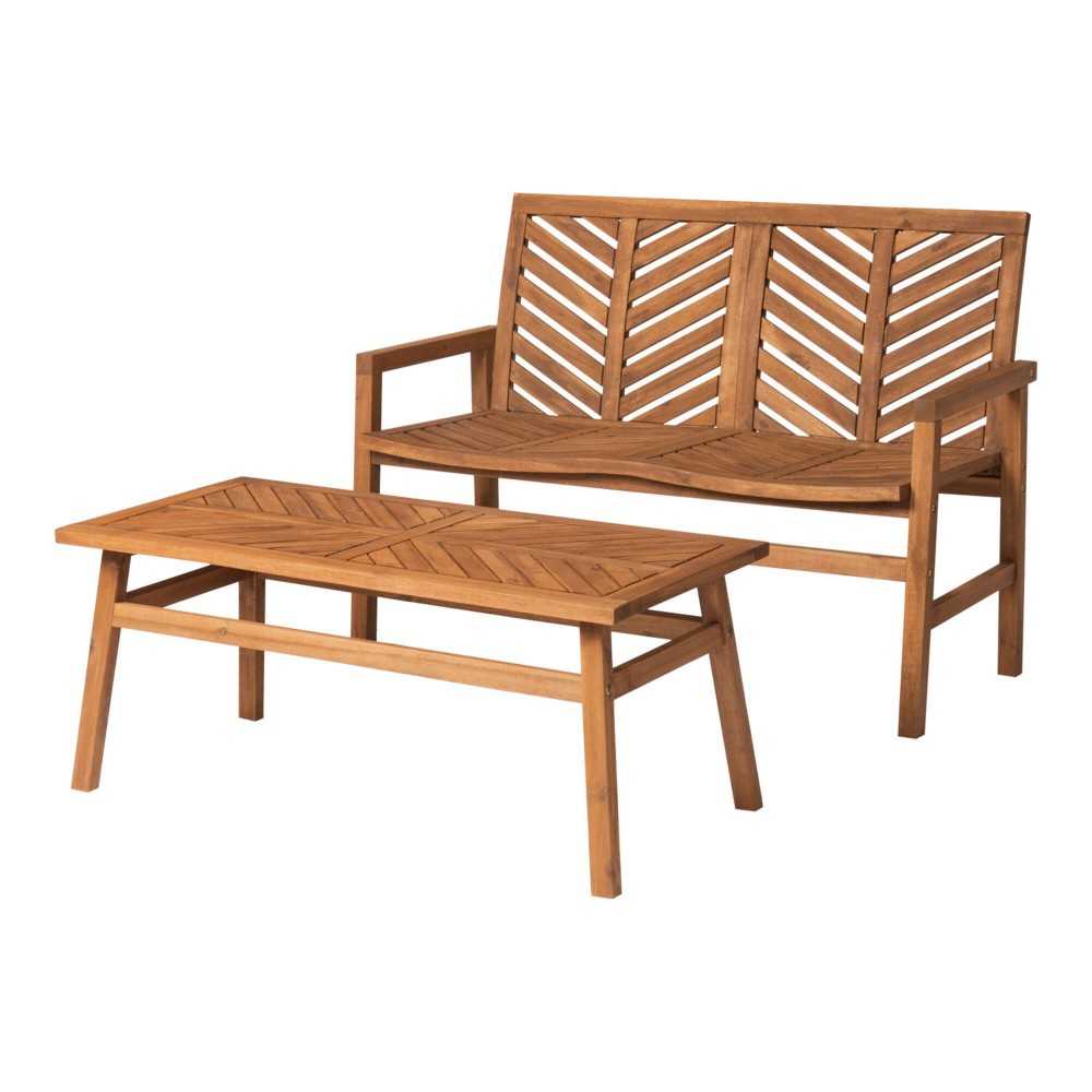 Vincent 2-Piece Chevron Outdoor Patio Chat Set - Brown