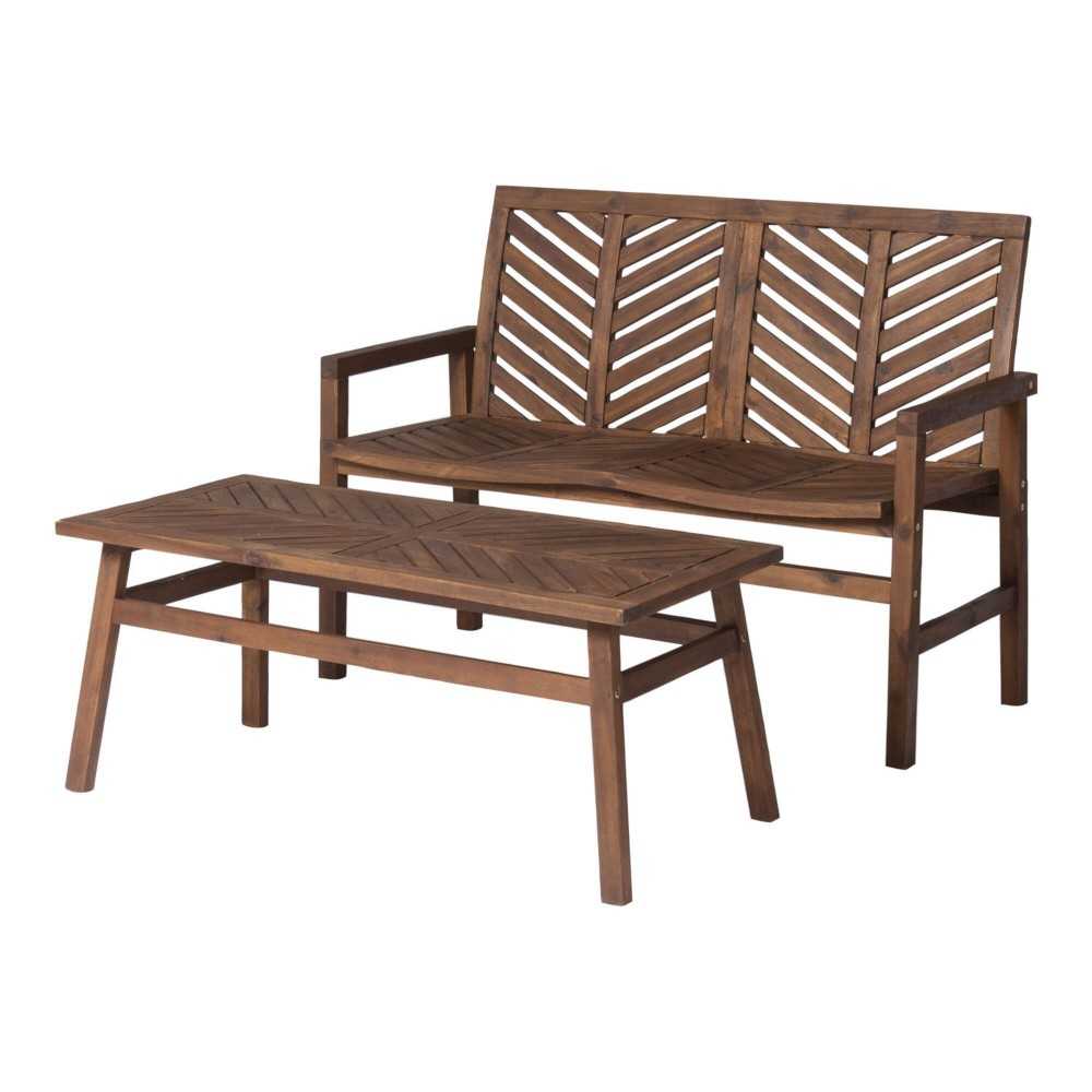 Vincent 2-Piece Chevron Outdoor Patio Chat Set - Dark Brown