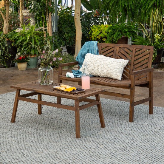 Vincent 2-Piece Chevron Outdoor Patio Chat Set - Dark Brown