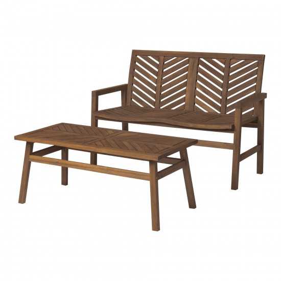 Vincent 2-Piece Chevron Outdoor Patio Chat Set - Dark Brown