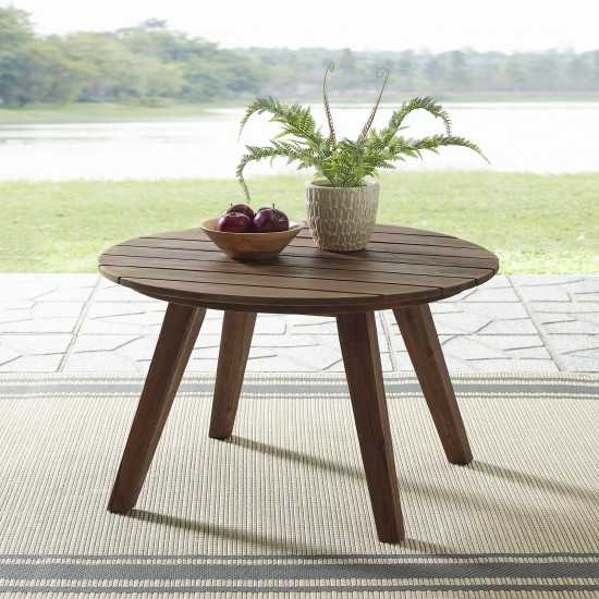 30" Acacia Round Coffee Table - Dark Brown