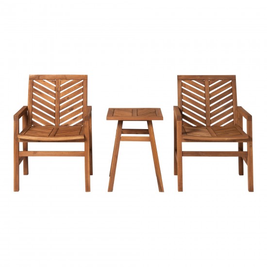 Vincent 3-Piece Chevron Outdoor Patio Chat Set - Brown