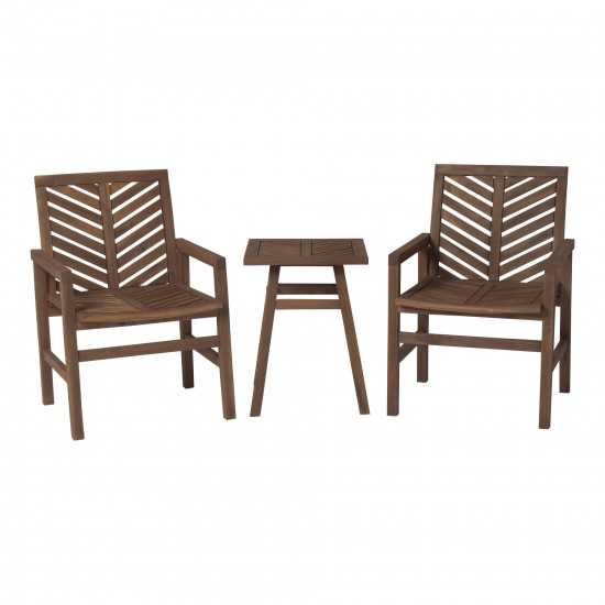 Vincent 3-Piece Chevron Outdoor Patio Chat Set - Dark Brown