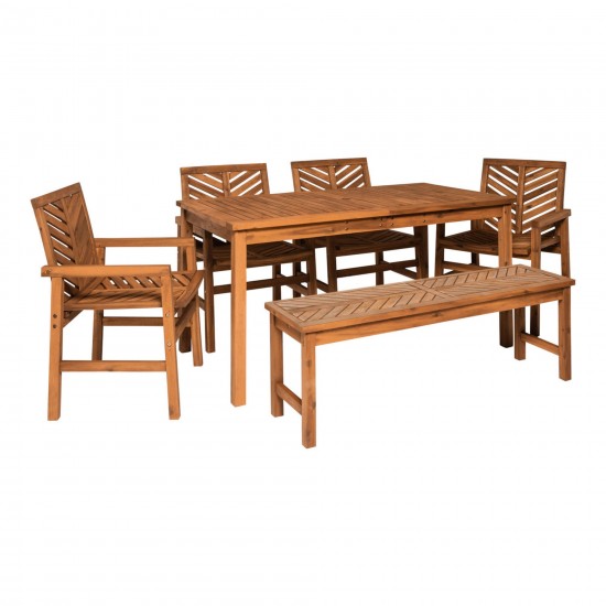 Vincent 3-Piece Chevron Outdoor Patio Dining Set - Brown