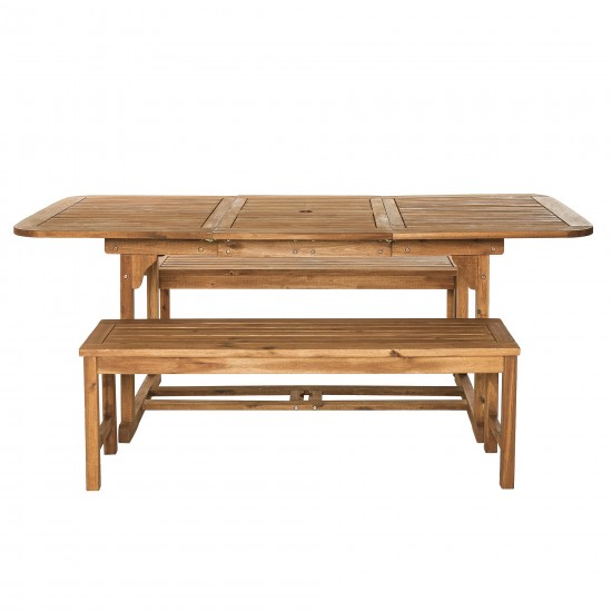3-Piece Acacia Wood Outdoor Patio Dining Set - Brown