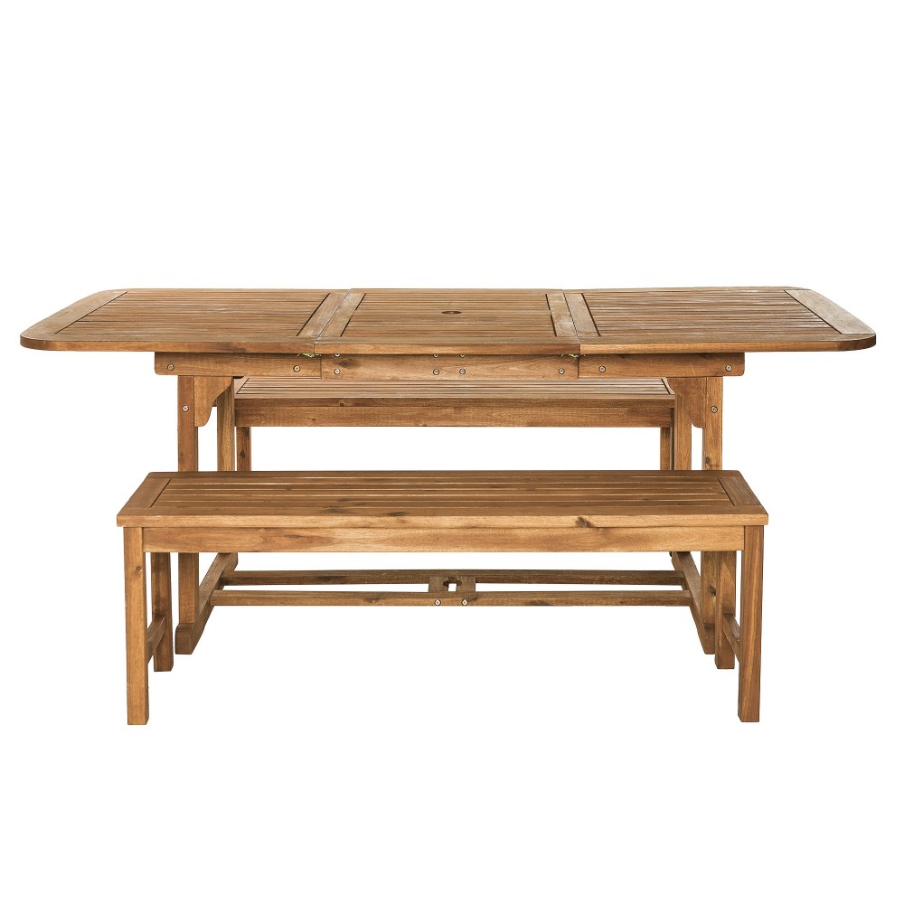 3-Piece Acacia Wood Outdoor Patio Dining Set - Brown 3-Piece Acacia Wood Outdoor Patio Dining Set - Brown