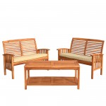 3-Piece Acacia Wood Outdoor Patio Conversation Set - Brown