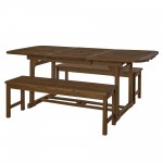 3-Piece Acacia Wood Outdoor Patio Dining Set - Dark Brown