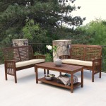 3-Piece Acacia Wood Patio Conversation Set - Dark Brown