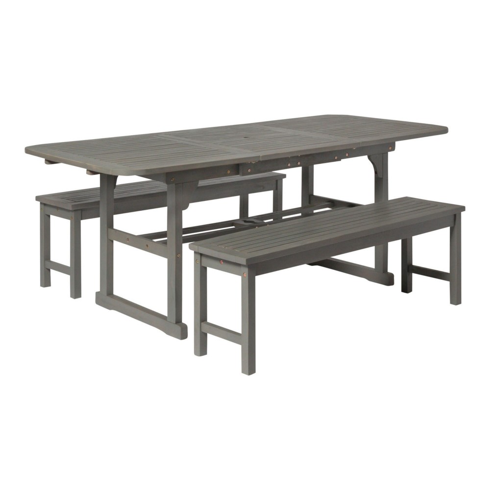 3-Piece Classic Outdoor Patio Dining Set - Grey Wash 3-Piece Classic Outdoor Patio Dining Set - Grey Wash