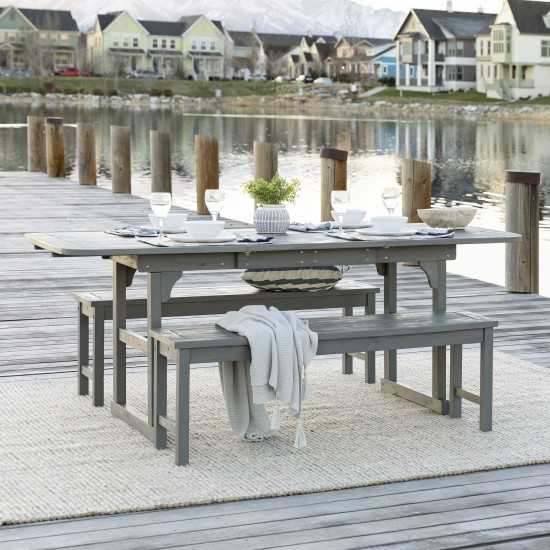 3-Piece Classic Outdoor Patio Dining Set - Grey Wash