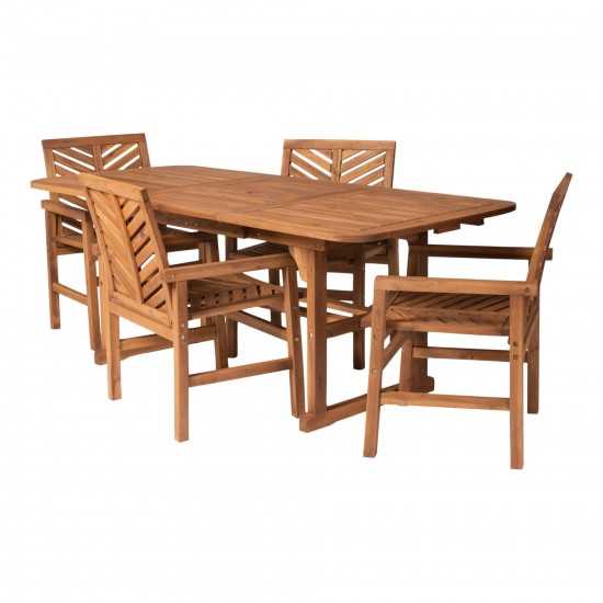 3-Piece Extendable Outdoor Patio Dining Set - Brown