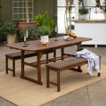 3-Piece Extendable Outdoor Patio Dining Set - Dark Brown