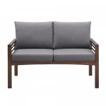 Pearson Modern Wood and Metal Outdoor Loveseat - Grey/Dark Brown