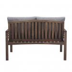 Pearson Modern Wood and Metal Outdoor Loveseat - Grey/Dark Brown