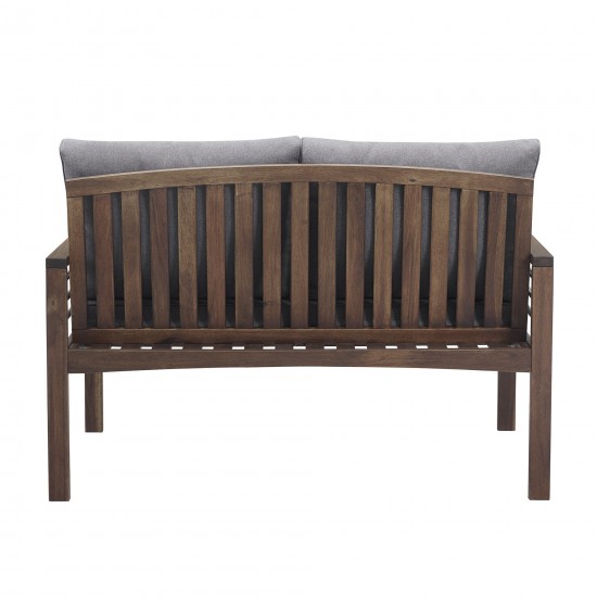 Pearson Modern Wood and Metal Outdoor Loveseat - Grey/Dark Brown