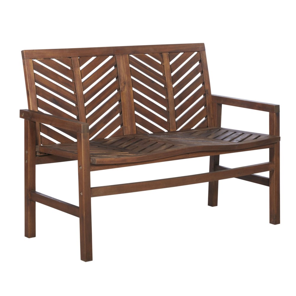 Vincent 48" Patio Wood Loveseat Bench - Dark Brown