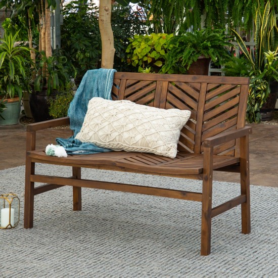 Vincent 48" Patio Wood Loveseat Bench - Dark Brown