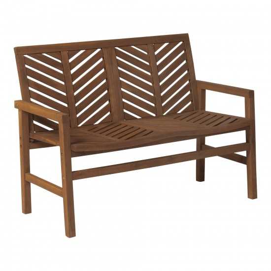 Vincent 48" Patio Wood Loveseat Bench - Dark Brown