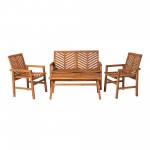 Vincent 4-Piece Chevron Outdoor Patio Chat Set - Brown