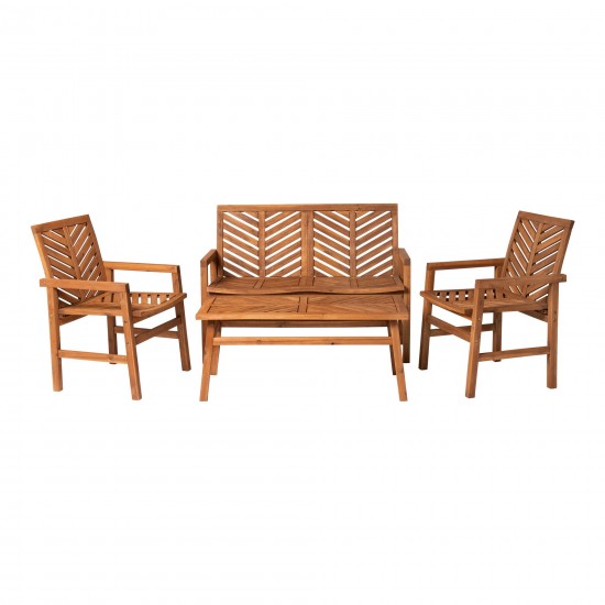 Vincent 4-Piece Chevron Outdoor Patio Chat Set - Brown