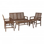 Vincent 4-Piece Chevron Outdoor Patio Chat Set - Dark Brown