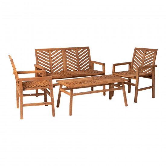 Vincent 4-Piece Chevron Outdoor Patio Dining Set - Brown