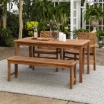 Vincent 4-Piece Chevron Outdoor Patio Dining Set - Brown