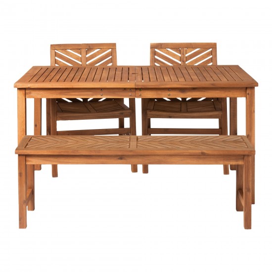Vincent 4-Piece Chevron Outdoor Patio Dining Set - Brown