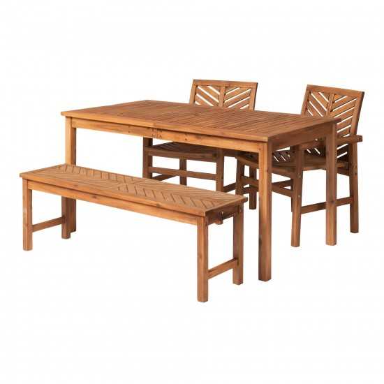 Vincent 4-Piece Chevron Outdoor Patio Dining Set - Brown