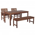 Vincent 4-Piece Chevron Outdoor Patio Dining Set - Dark Brown