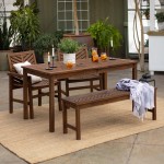 Vincent 4-Piece Chevron Outdoor Patio Dining Set - Dark Brown