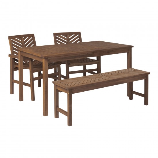 Vincent 4-Piece Chevron Outdoor Patio Dining Set - Dark Brown