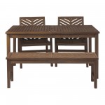 Vincent 4-Piece Chevron Outdoor Patio Dining Set - Dark Brown