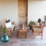 4-Piece Acacia Wood Outdoor Patio Conversation Set with Cushions - Brown