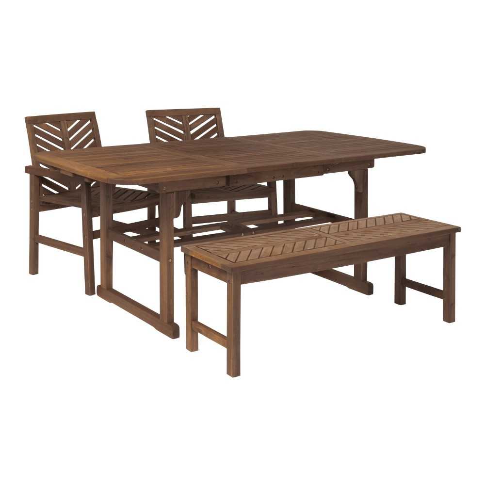 4-Piece Extendable Outdoor Patio Dining Set - Dark Brown 4-Piece Extendable Outdoor Patio Dining Set - Dark Brown