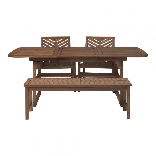 4-Piece Extendable Outdoor Patio Dining Set - Dark Brown