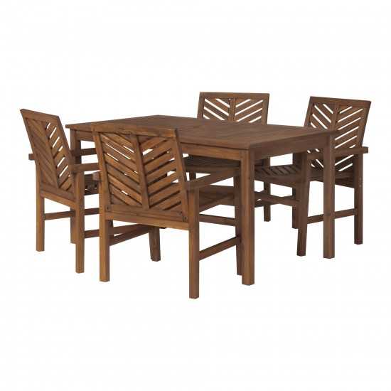 Vincent 5-Piece Chevron Outdoor Patio Dining Set - Dark Brown