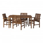 Vincent 5-Piece Chevron Outdoor Patio Dining Set - Dark Brown