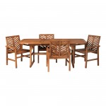 5-Piece Extendable Outdoor Patio Dining Set - Brown