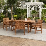 5-Piece Extendable Outdoor Patio Dining Set - Brown