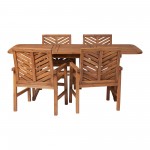 5-Piece Extendable Outdoor Patio Dining Set - Brown
