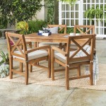 5-Piece Patio Dining Set - Brown