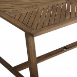 Vincent 60" Acacia Wood Chevron Dining Table - Dark Brown