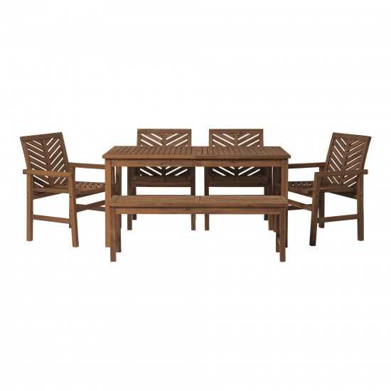 Vincent 6-Piece Chevron Outdoor Patio Dining Set - Dark Brown