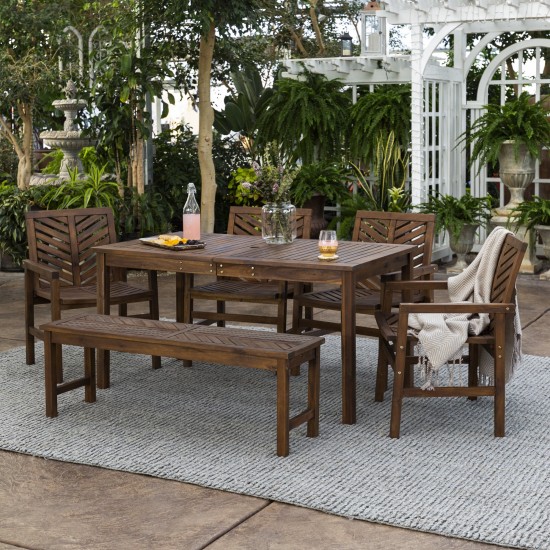 Vincent 6-Piece Chevron Outdoor Patio Dining Set - Dark Brown