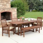 6-Piece Acacia Wood Outdoor Patio Dining Set with Cushions - Dark Brown