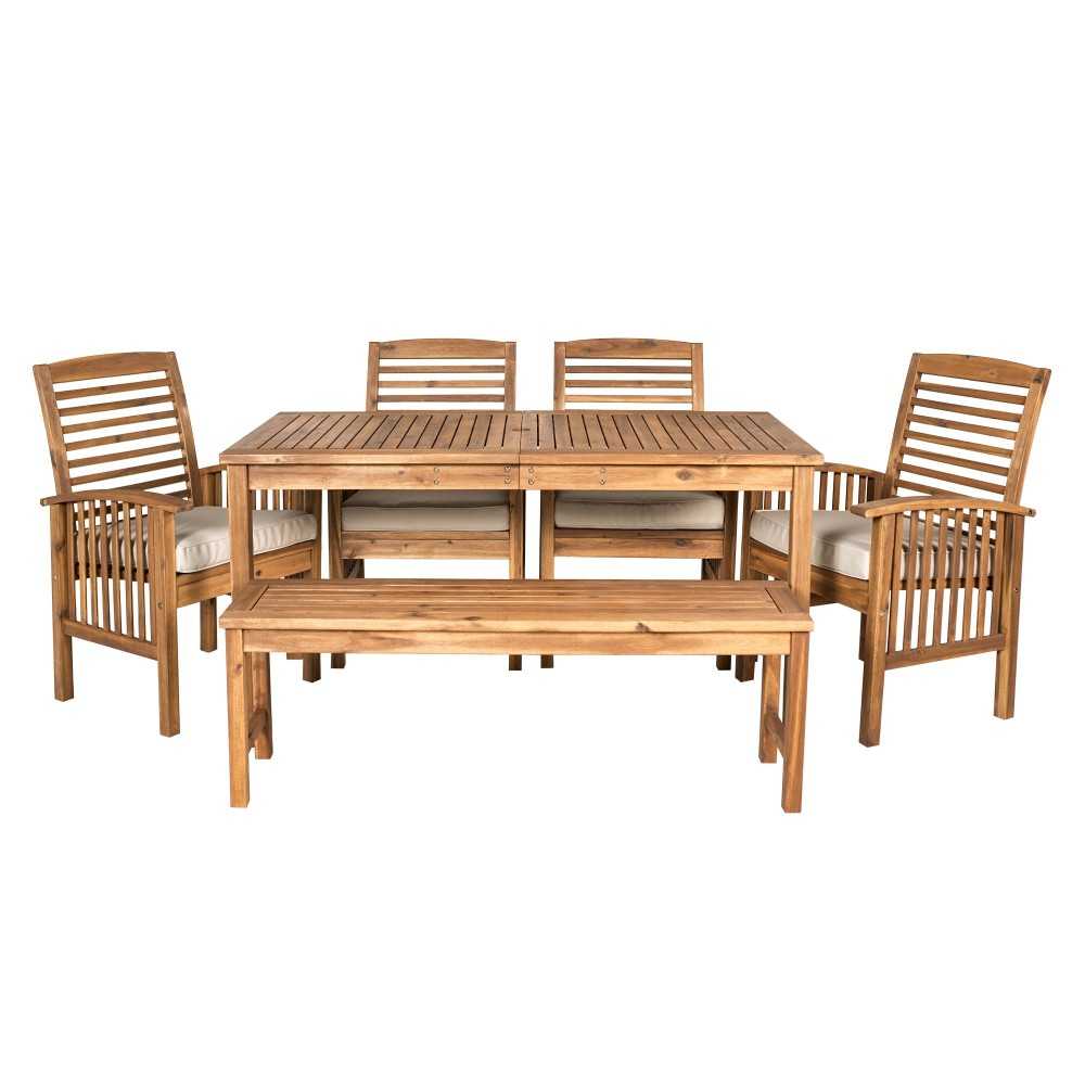 6-Piece Modern Patio Dining Set - Brown